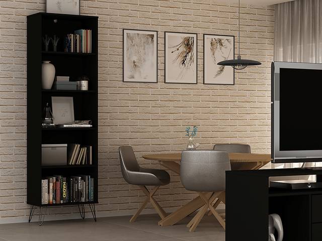 Arzano Black 3 Pc Bookcase - Thumbnail - Image 4