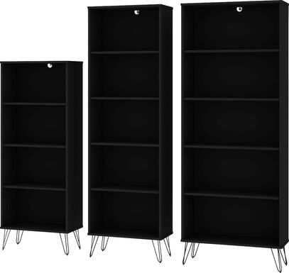 Arzano Black 3 Pc Bookcase