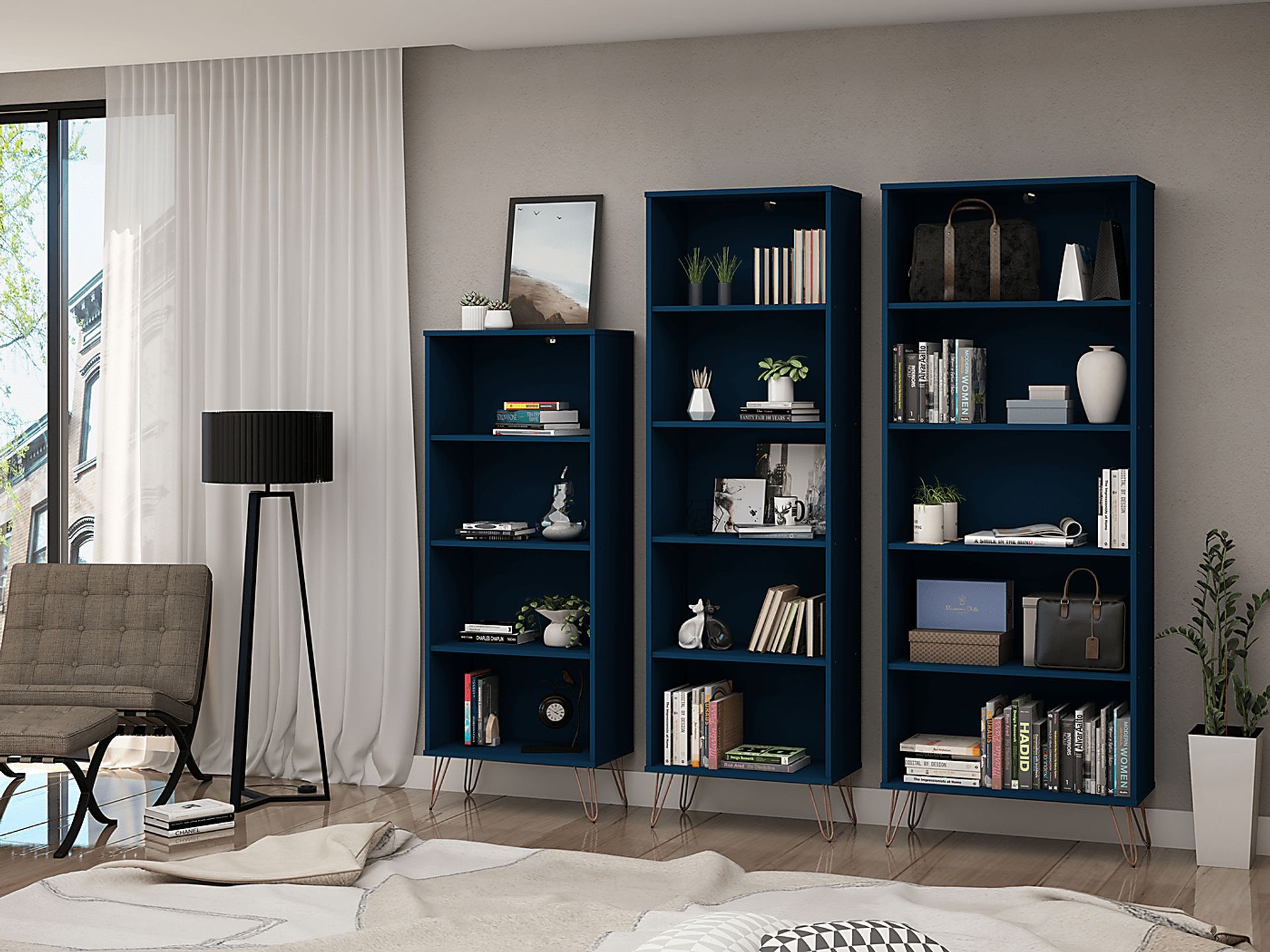 Arzano Blue 3 Pc Bookcase - Image 10