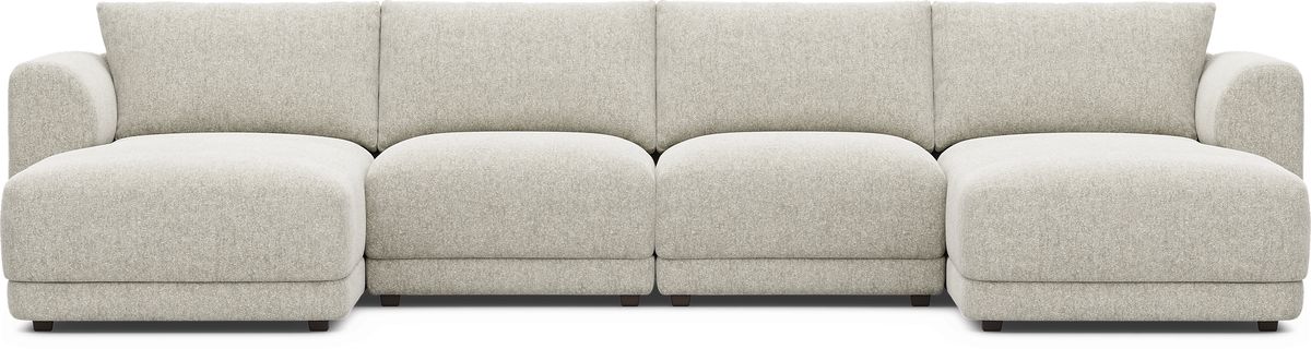 Drew & Jonathan Modularfour Ash Beige,Gray Chenille Fabric 4 Pc Modular ...