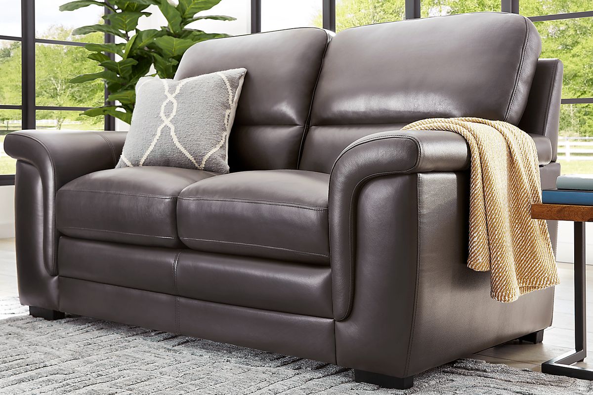 Ashbury Place 2 Pc Brown Leather Living Room Set With Sofa, Loveseat ...