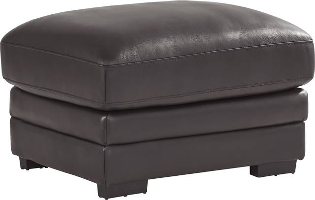 Ashbury Place Brown Leather Ottoman - Thumbnail - Image 2
