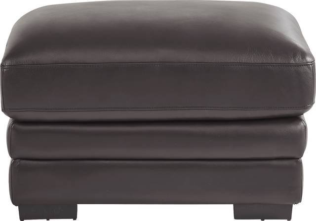 Ashbury Place Brown Leather Ottoman - Thumbnail - Image 1
