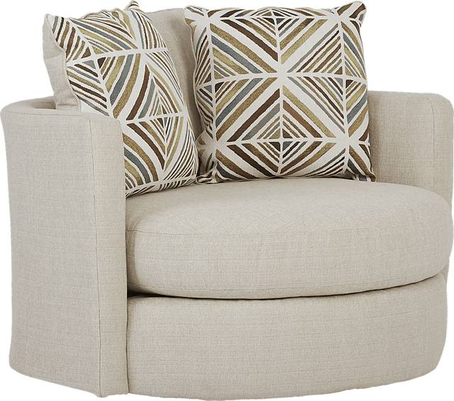 Ashebelle Beige Swivel Chair - Thumbnail - Image 1