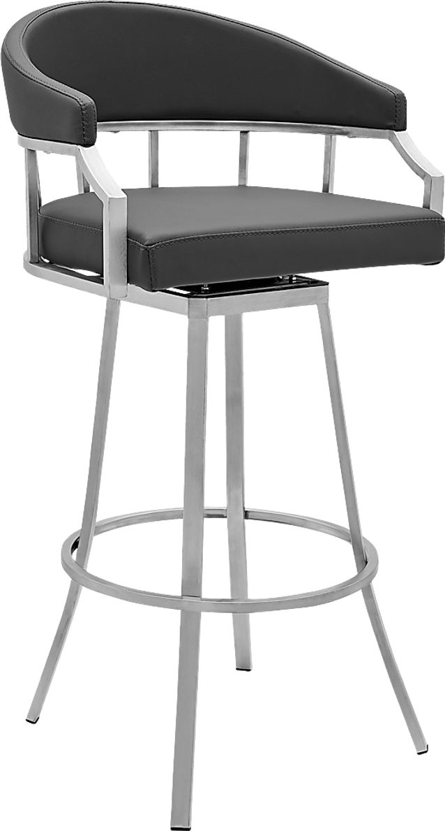 Asherlee Chrome Metal Gray Polyurethane Fabric Counter Height Stool