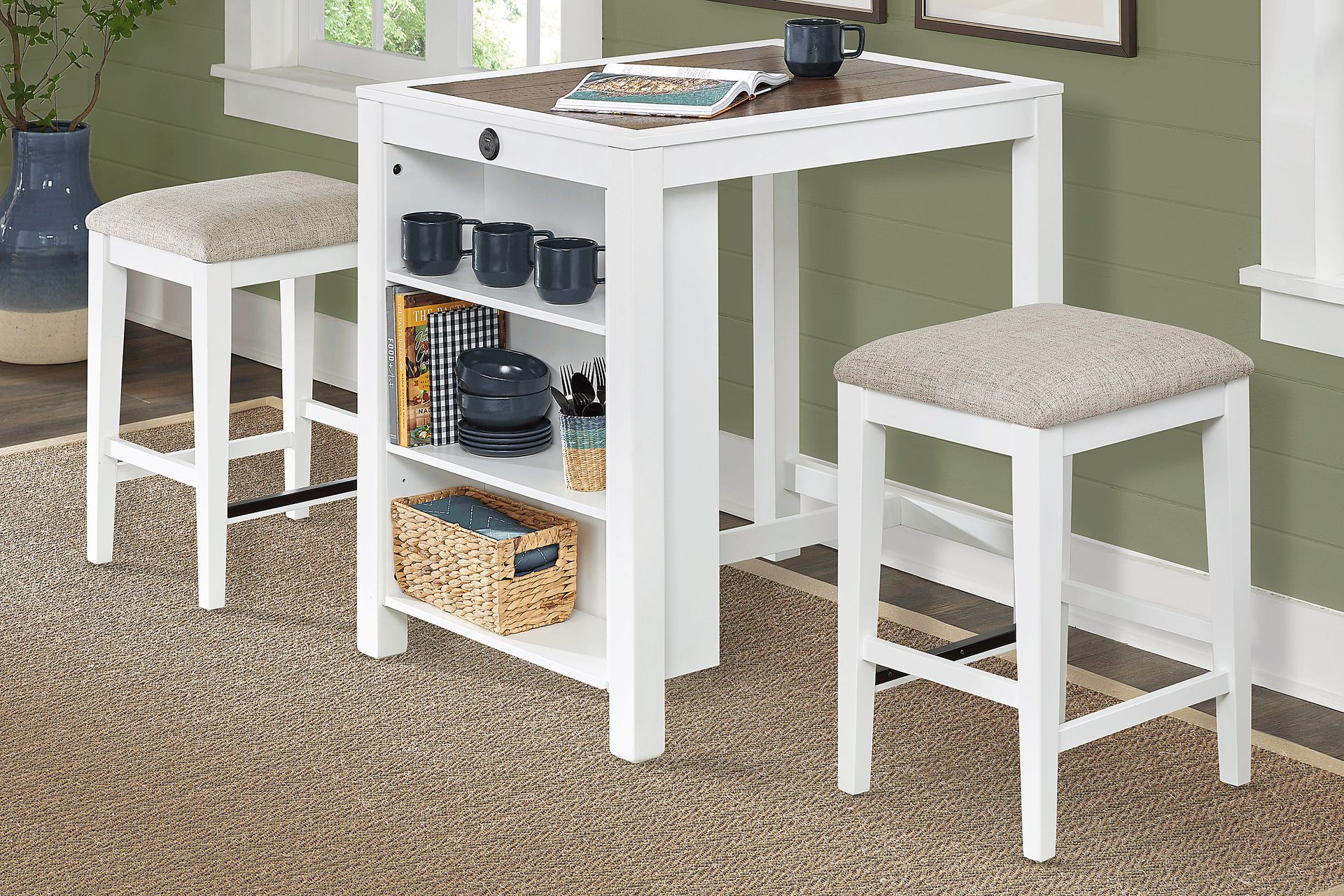 Asheville Heights White 3 Pc Counter Height Dining Room - Image 1