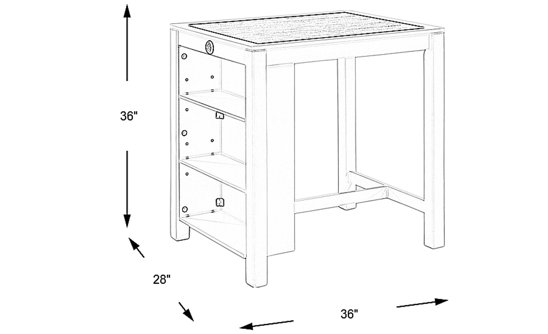 Dimension Image. Please refer to the Dimension Tab on this page for dimension details.