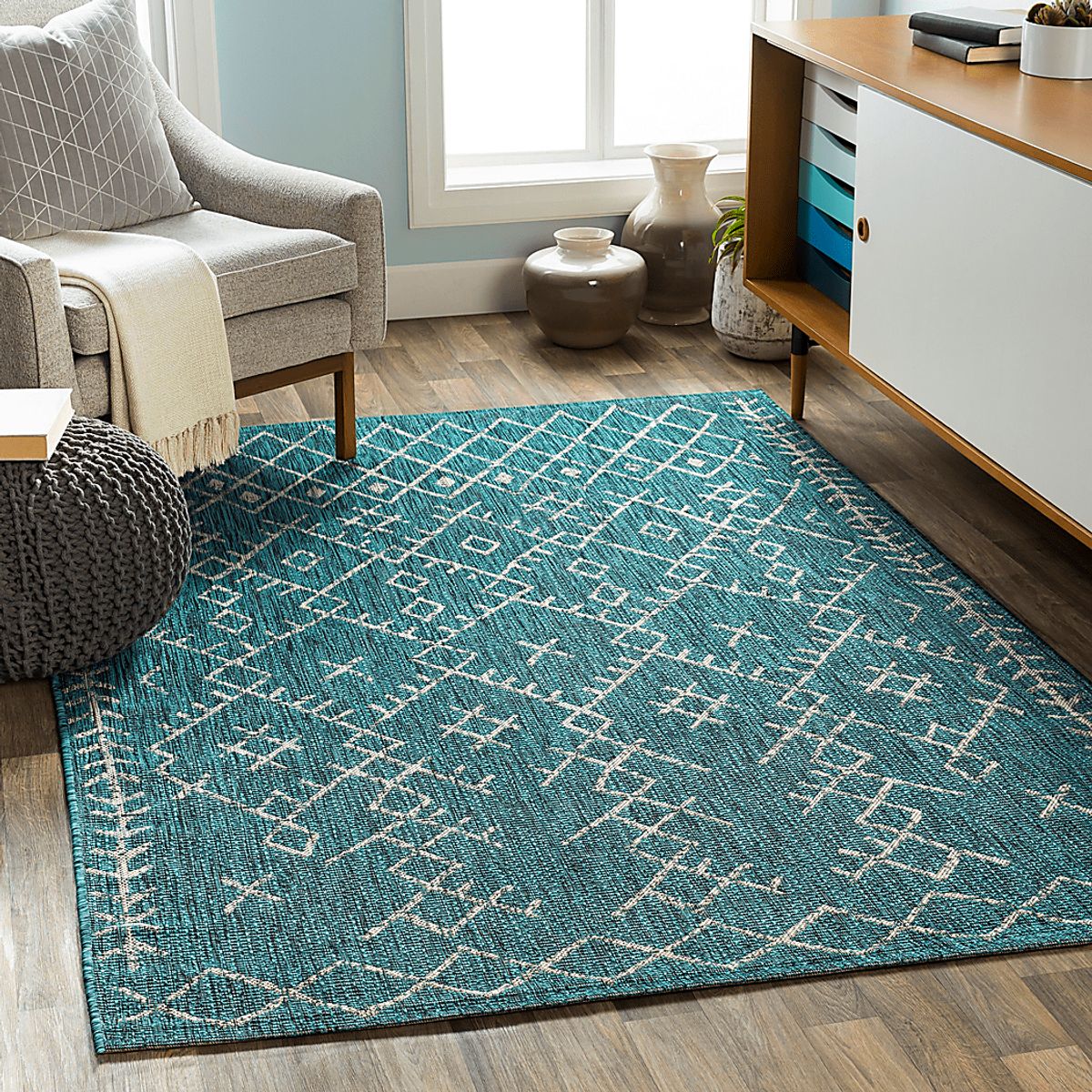 Ashlyn Teal Blue,Green Outdoor Rug | Rooms to Go