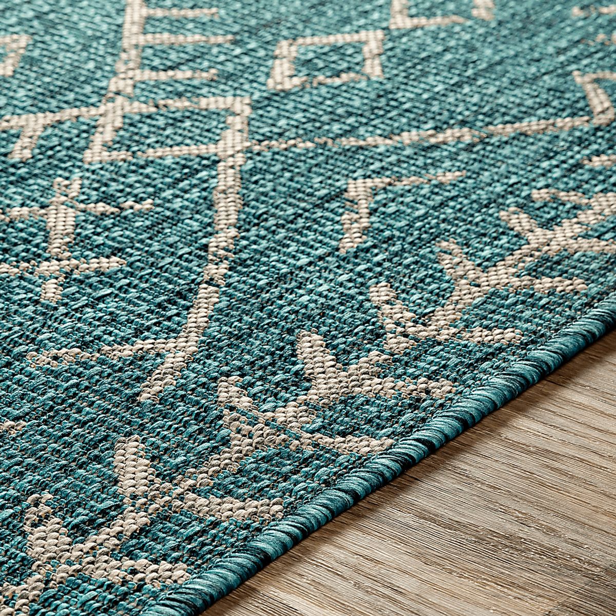 Ashlyn Teal Blue,Green Outdoor Rug | Rooms to Go