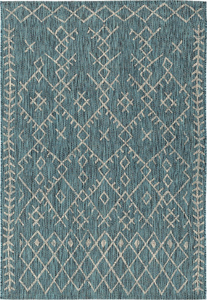 Ashlyn Teal 7'10 x 10'3 Indoor Outdoor Rug
