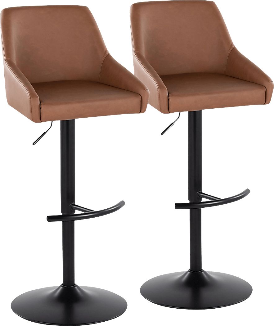 Ashlynd II Camel Adjustable Swivel Barstool, Set of 2