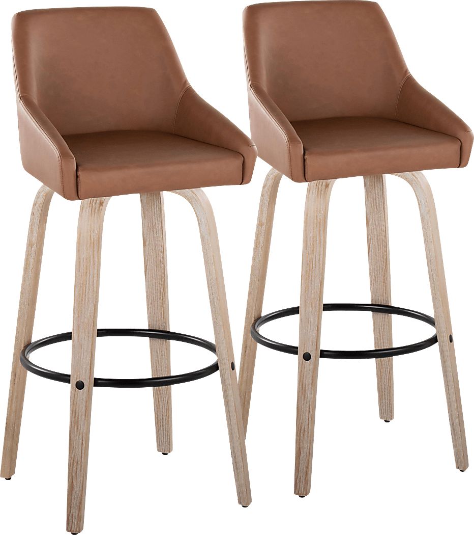Ashlynd IV Camel Swivel Barstool, Set of 2