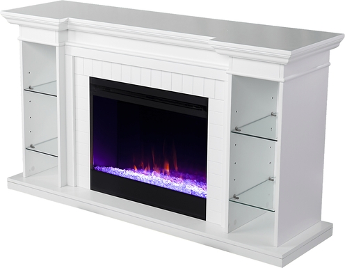 Ashprington I White 55 in. Console, With Color Changing Electric Fireplace
