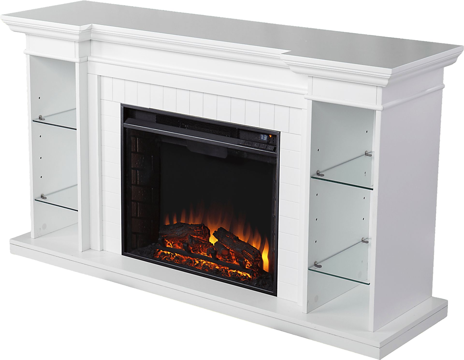 Ashprington II White 55 in. Console With Electric Log Fireplace - Image 1