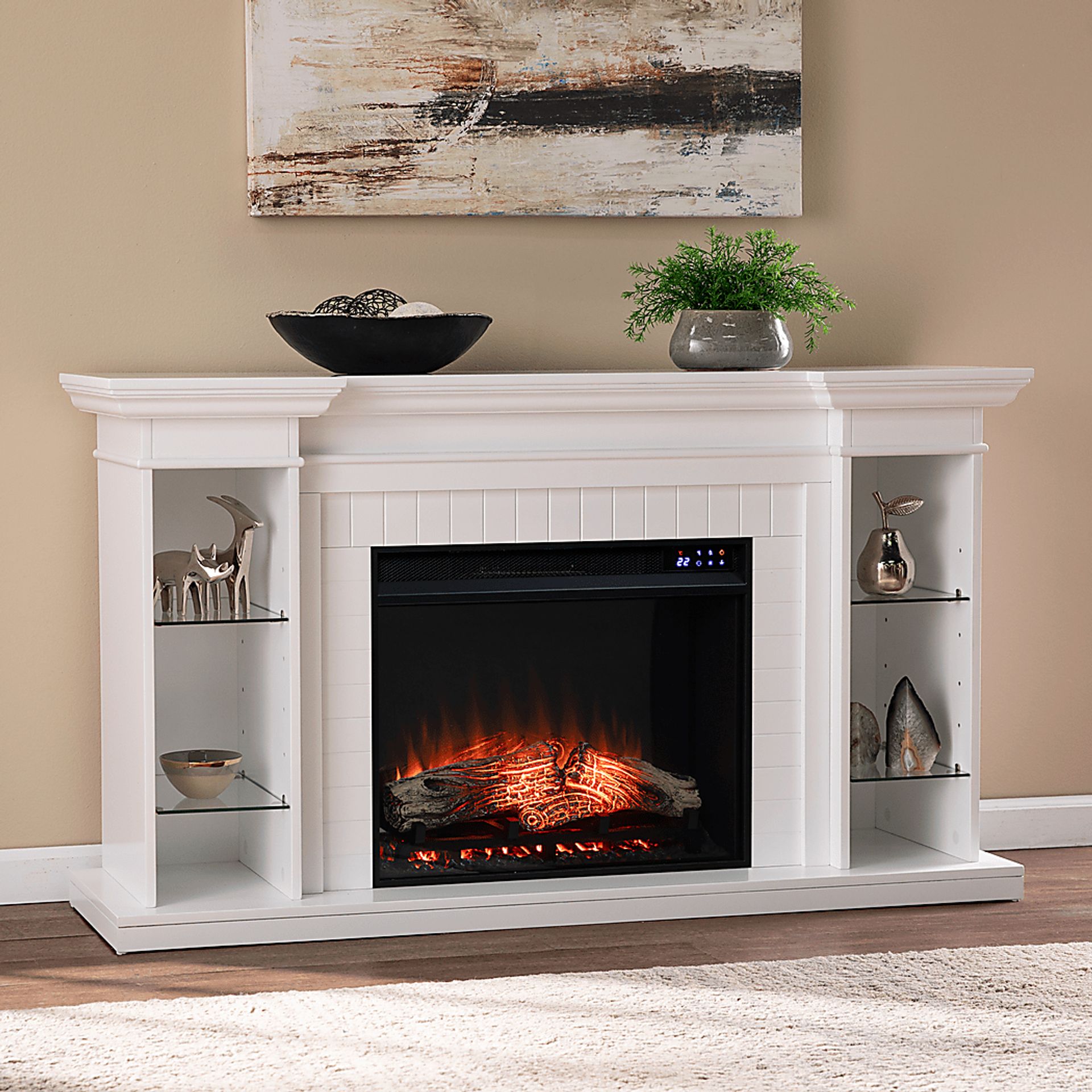 Ashprington IV White 55 in. Console, With Touch Screen Electric Fireplace - Image 2