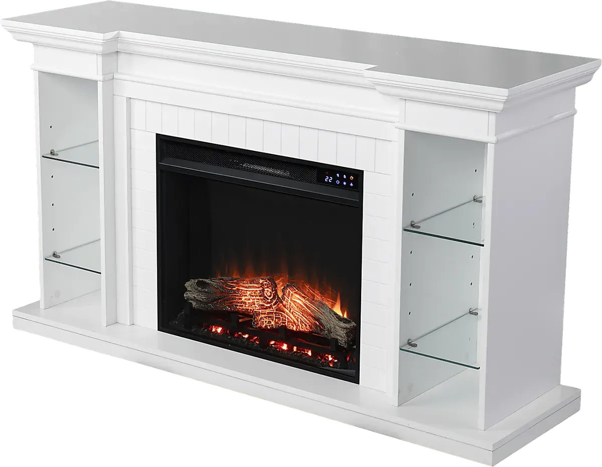 Ashprington IV White Colors,White Tv Console With Electric Fireplace