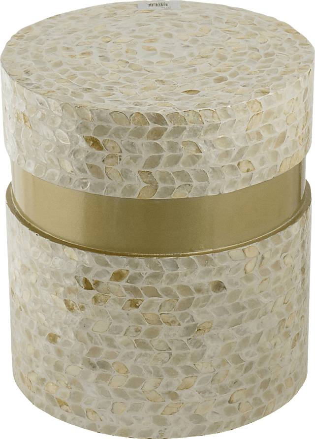 Ashyia Cream Accent Stool - Thumbnail - Image 1