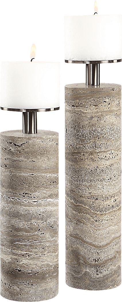 Askio Gray Candle Holder, Set of 2