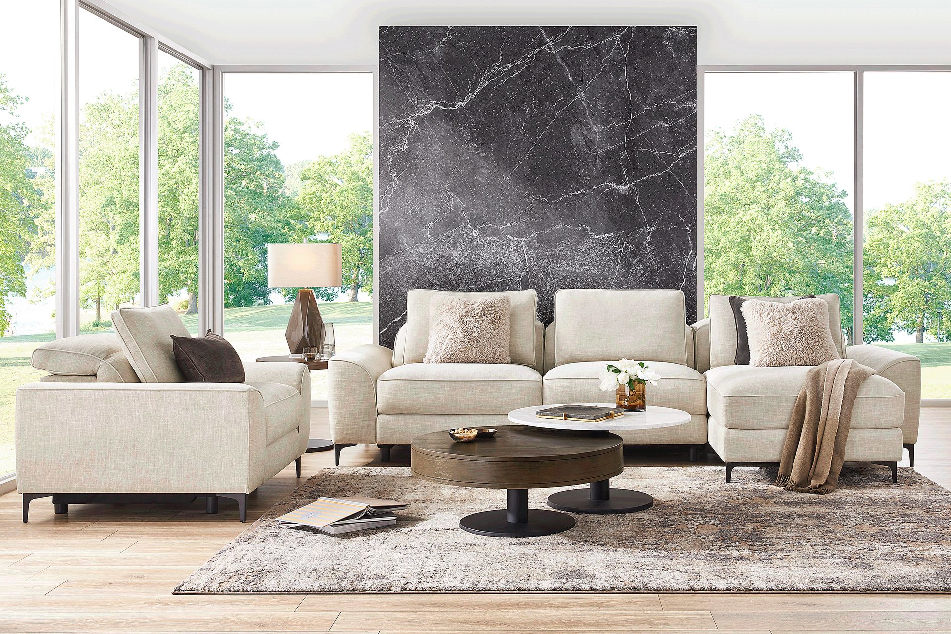 Aspen Sand 3 Pc Dual Power Reclining Sectional - Image 2