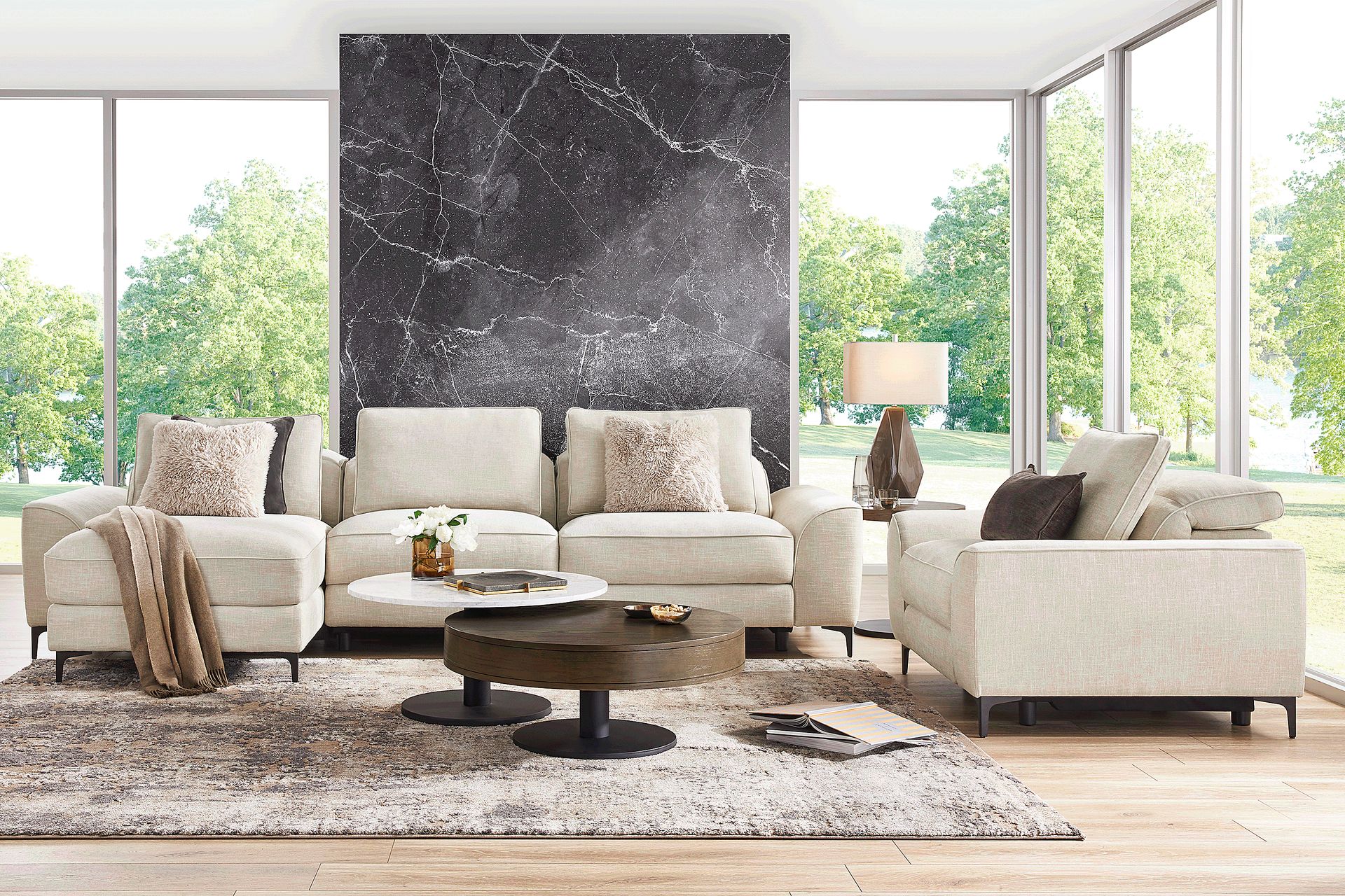 Aspen Sand 3 Pc Dual Power Reclining Sectional - Image 2