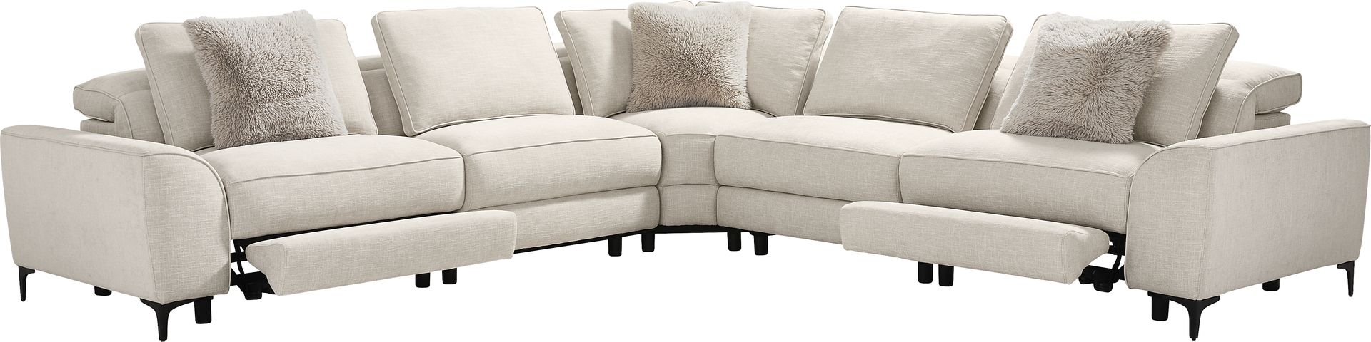 Aspen Sand 5 Pc Dual Power Reclining Sectional - Image 1