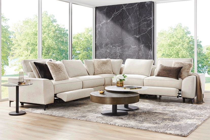 Aspen Sand 5 Pc Dual Power Reclining Sectional