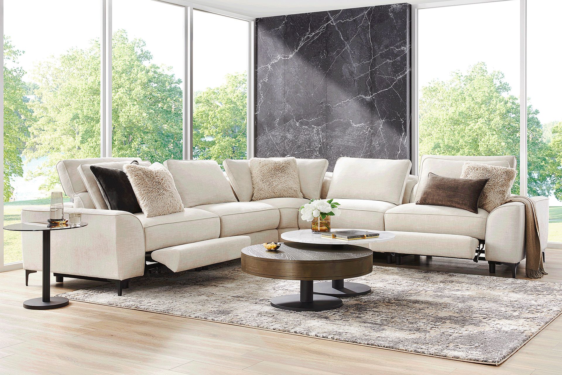 Aspen Sand 5 Pc Dual Power Reclining Sectional - Image 2