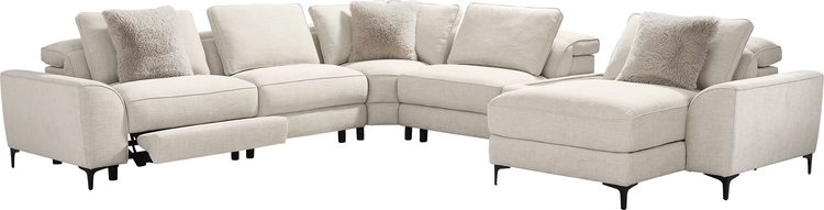 6 pc right dual power media sectional