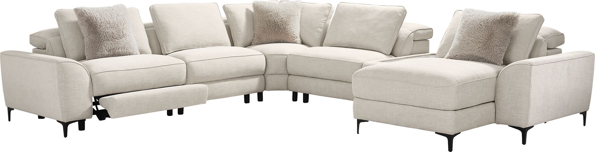 Aspen Sand 10 Pc Dual Power Reclining Sectional Living Room with Media Console - Image 2