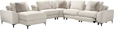 6 pc left dual power media sectional