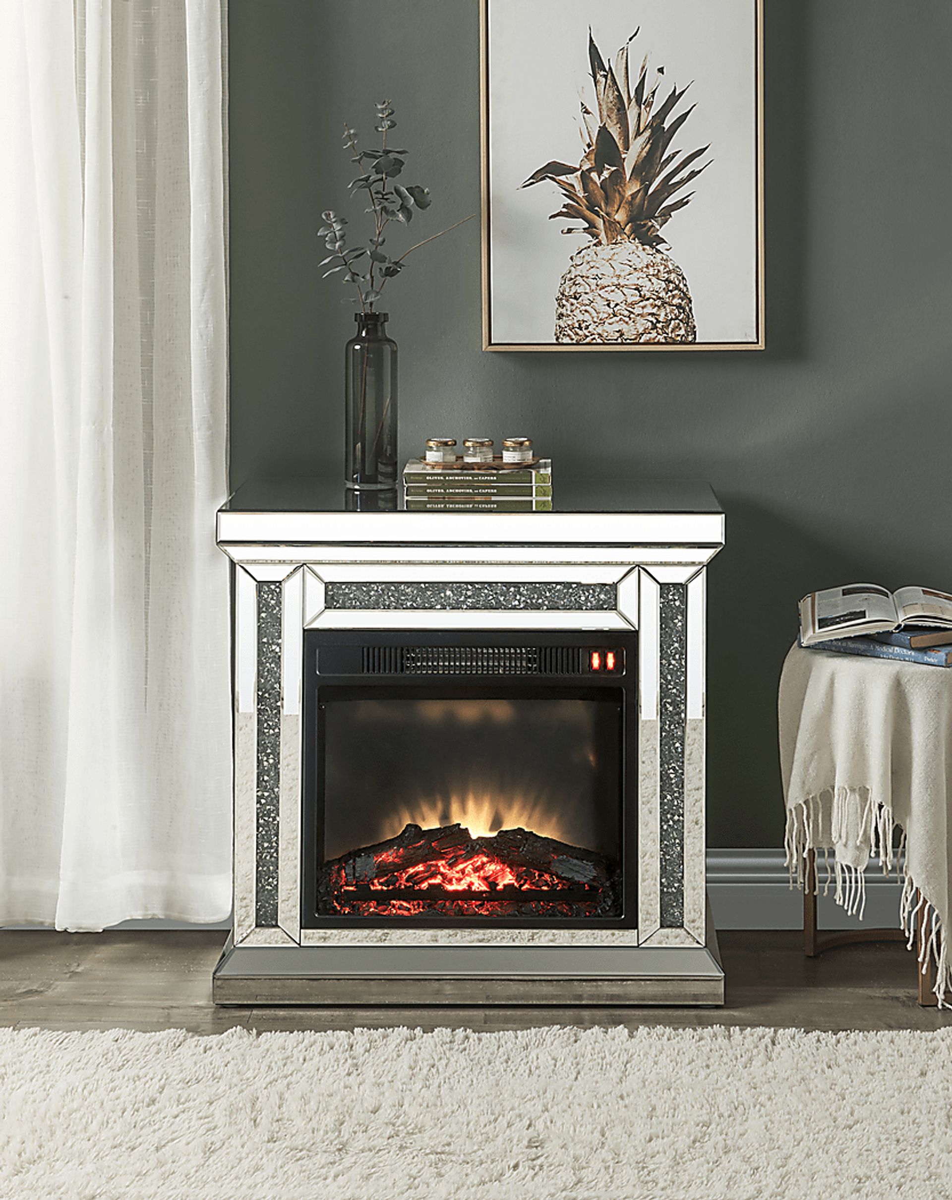 Aspenview Silver 28 in. Console, With Electric Fireplace - Image 2