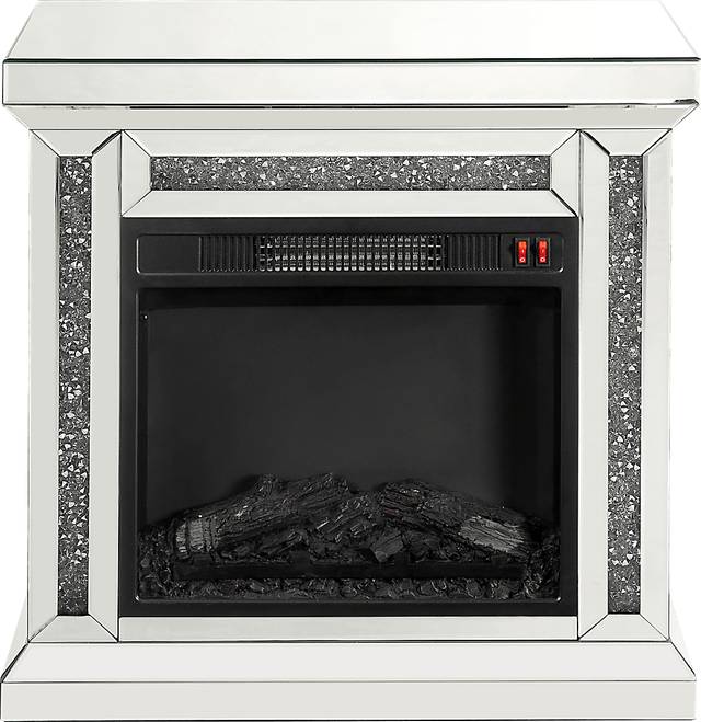 Aspenview Silver 28 in. Console, With Electric Fireplace - Thumbnail - Image 1