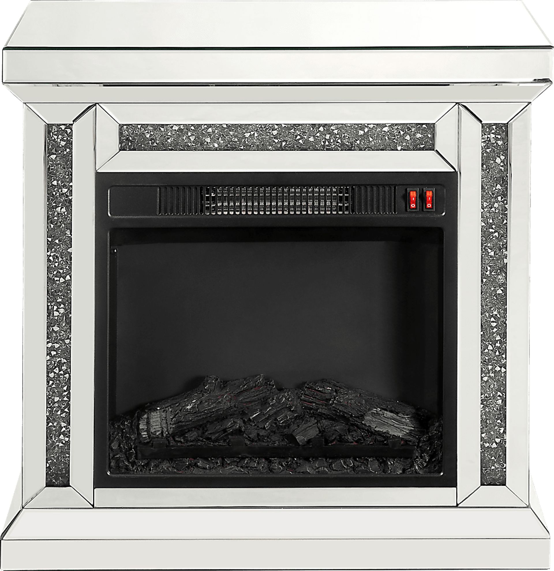 Aspenview Silver 28 in. Console, With Electric Fireplace - Image 1