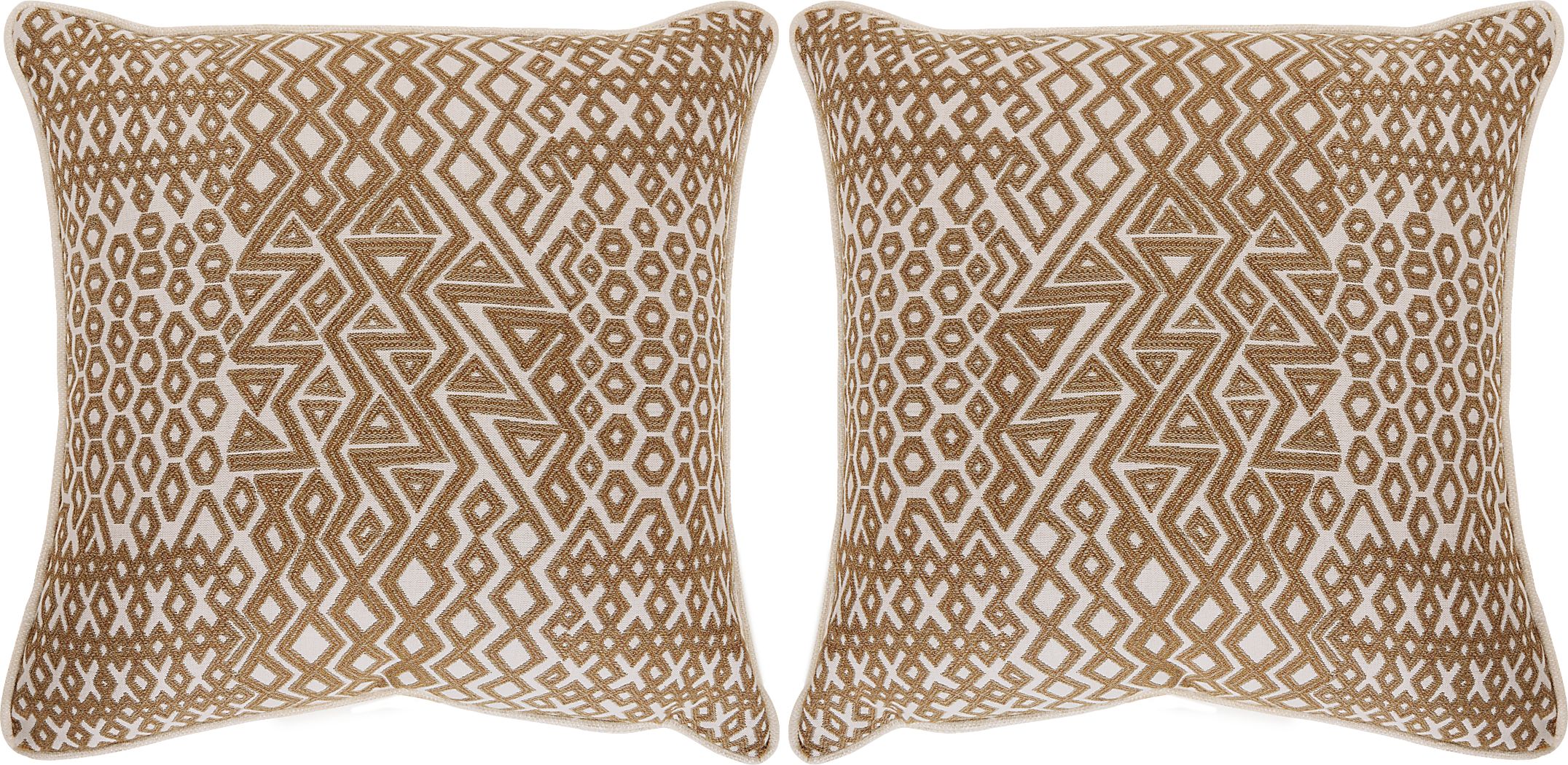 Assembly Cumin Caramel Indoor/Outdoor Accent Pillows, Set of Two