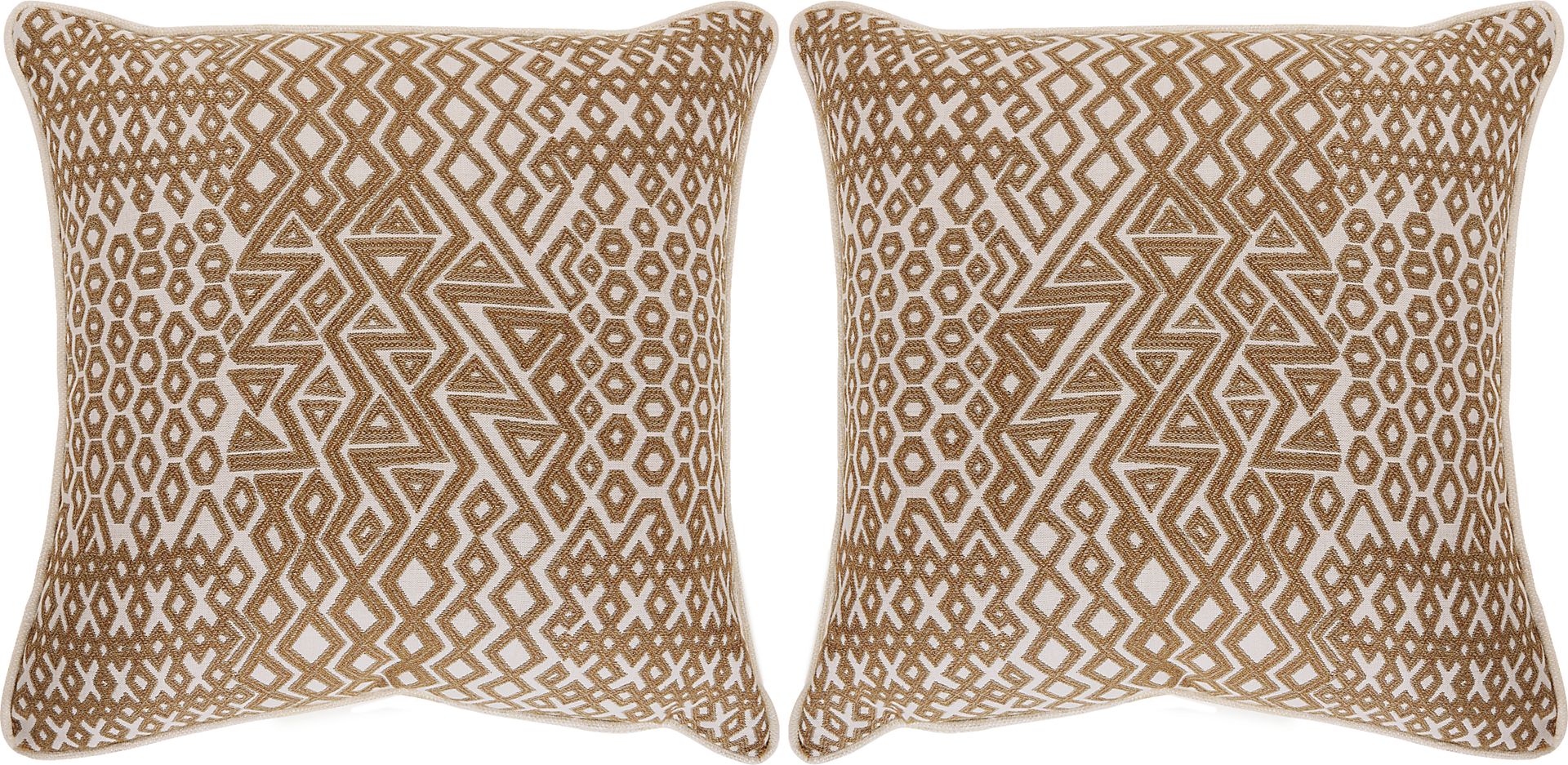 Assembly Cumin Caramel Indoor/Outdoor Accent Pillows, Set of Two - Image 1