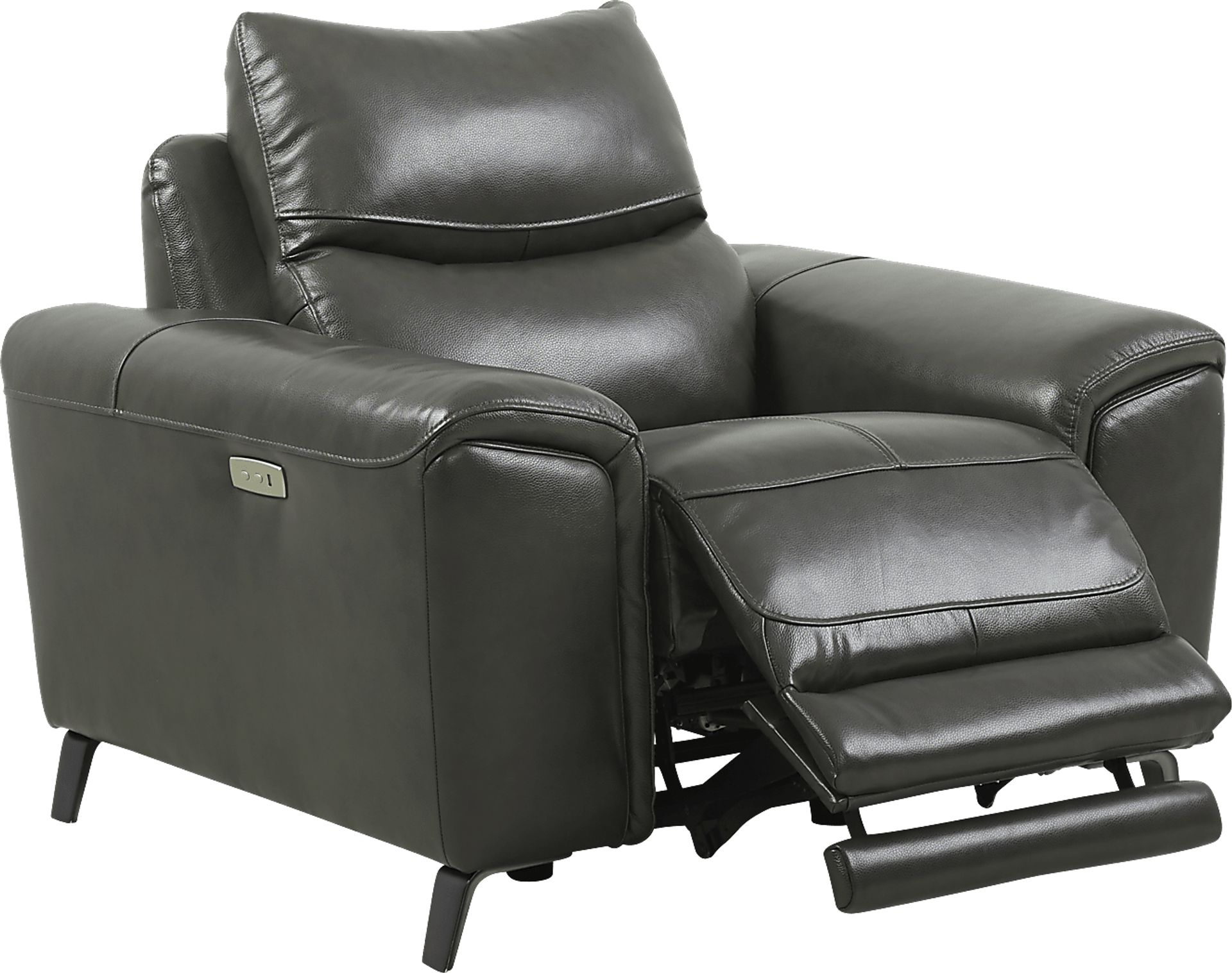 Astoria Heights Gray Leather Power Recliner - Image 2