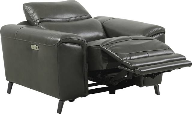 Astoria Heights Gray Leather Power Recliner - Thumbnail - Image 3