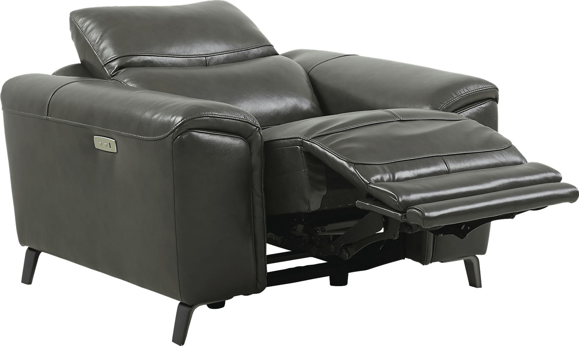 Astoria Heights Gray Leather Power Recliner - Image 3