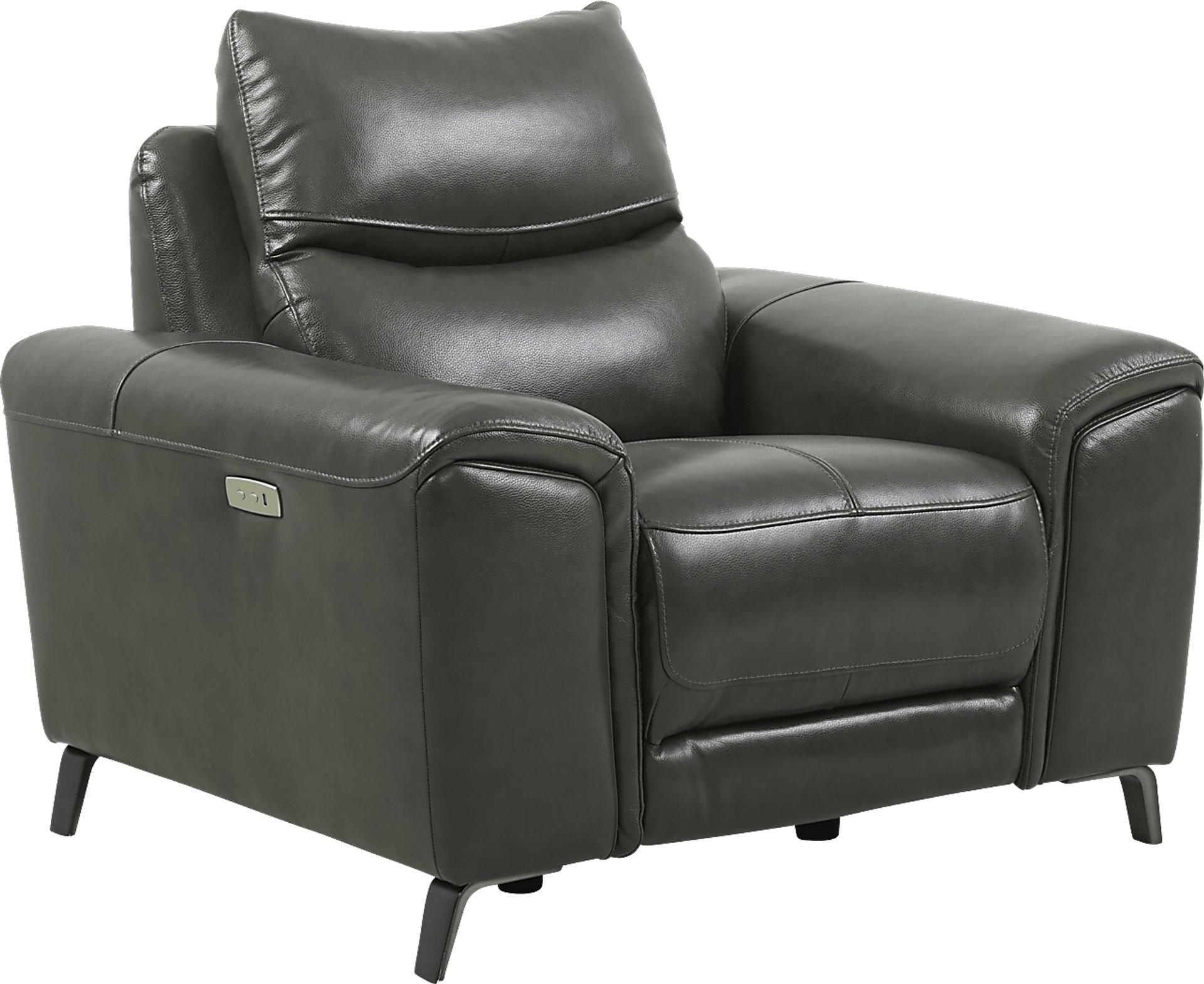 Astoria Heights Gray Leather Power Recliner - Image 1