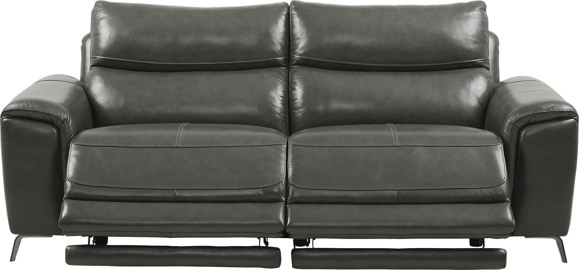 Astoria Heights Gray Leather Power Reclining Sofa - Image 2