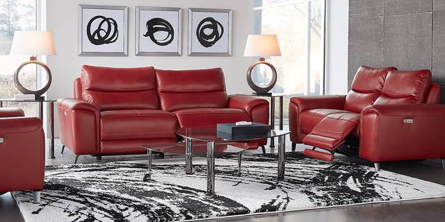 Astoria Heights Red Leather 5 Pc Power Reclining Living Room - Thumbnail - Image 1