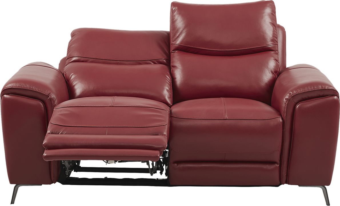 Astoria Heights Red Leather Power Reclining Loveseat Rooms To Go