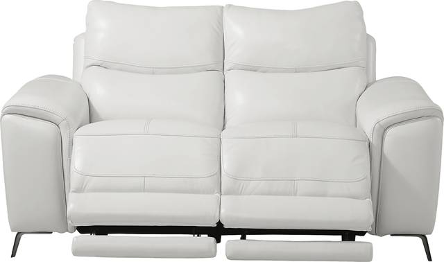 Astoria Heights White Leather Power Reclining Loveseat - Thumbnail - Image 2