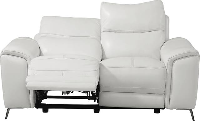 Astoria Heights White Leather Power Reclining Loveseat - Thumbnail - Image 3
