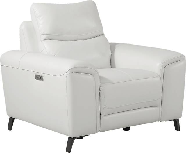 Astoria Heights White Leather Power Recliner - Thumbnail - Image 1