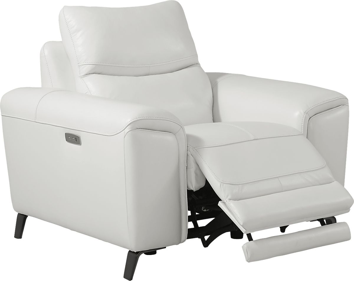 Astoria Heights White Leather Power Recliner Rooms to Go