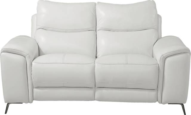 Astoria Heights White Leather Power Reclining Loveseat - Thumbnail - Image 1