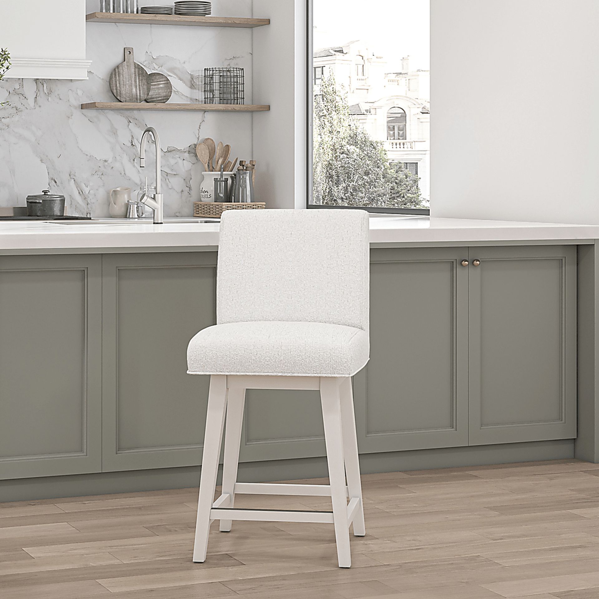 Nerton White Counter Height Adjustable Stool - Image 2