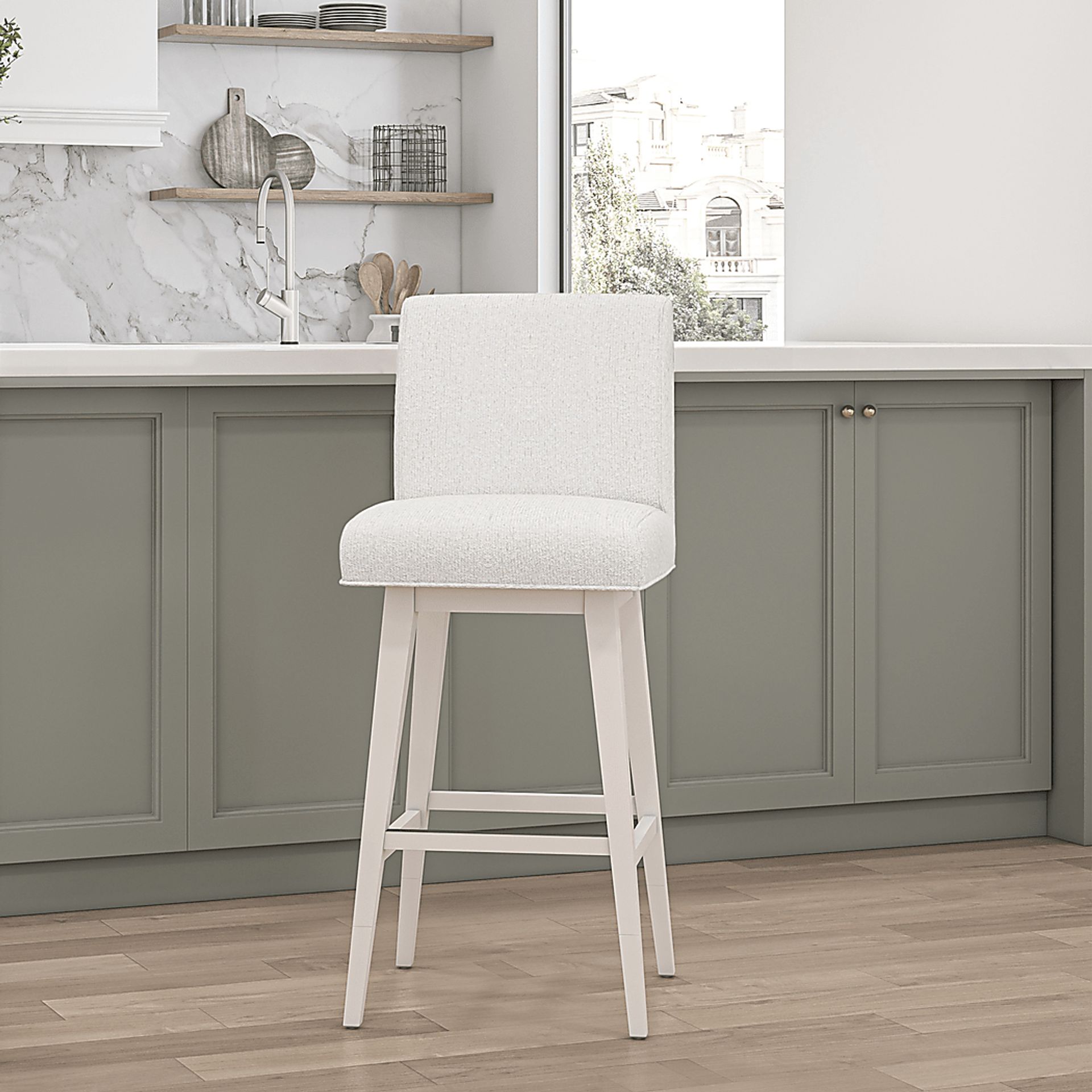 Nerton White Counter Height Adjustable Stool - Image 3