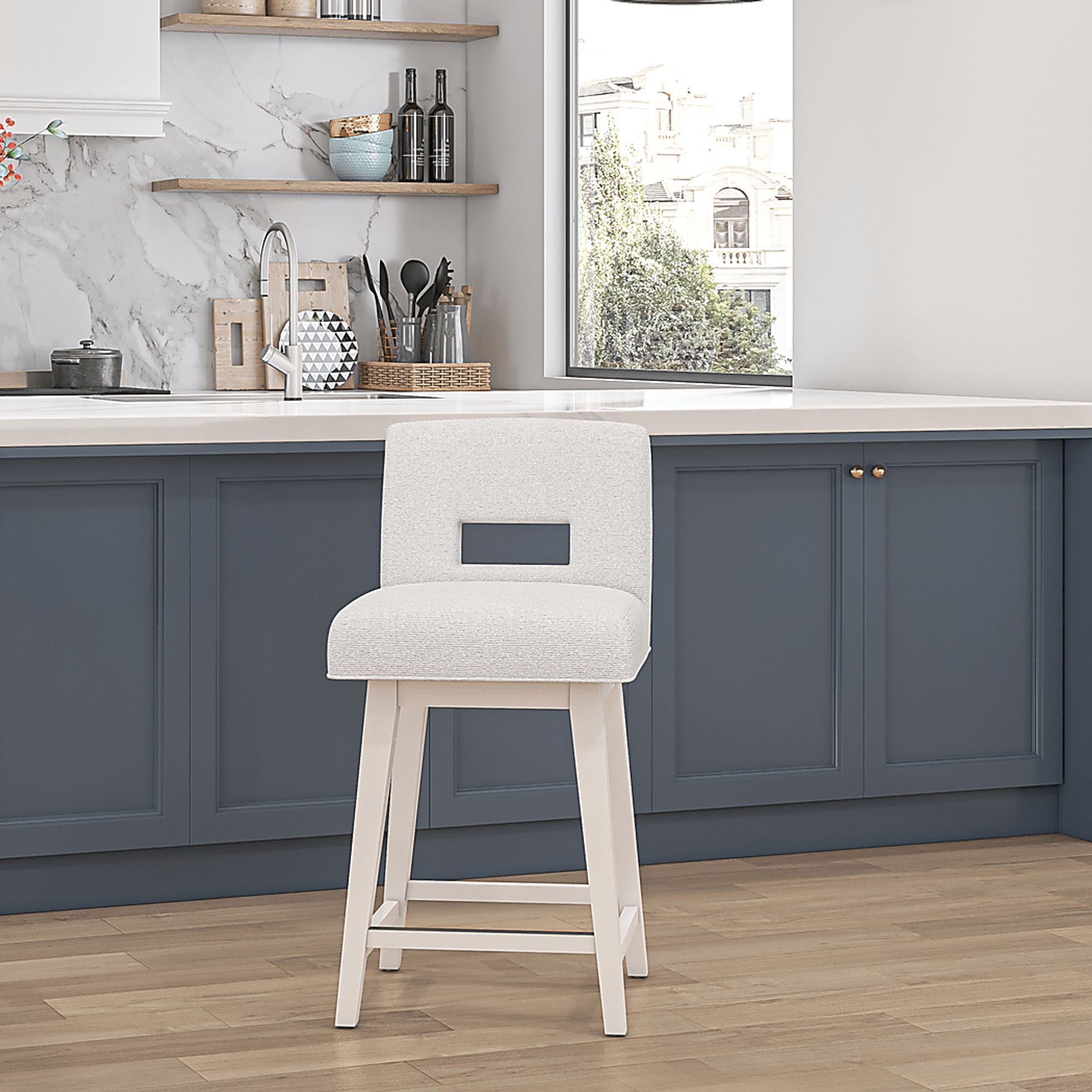 Jaek White Counter Height Adjustable Stool - Image 2